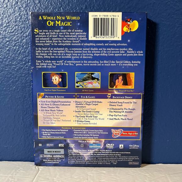 Disney Aladdin (2-Disc Platinum/Special Edition DVD with Slip Cover) - Picture 2 of 9